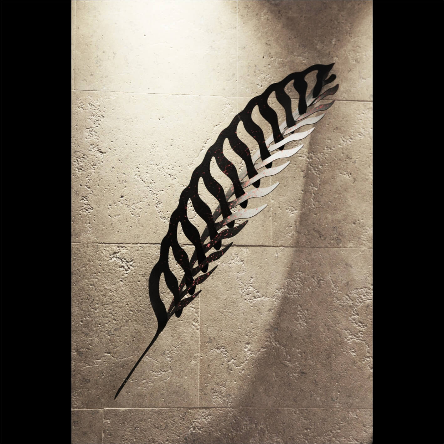 Helecho Negro con Salpicaduras Rojas