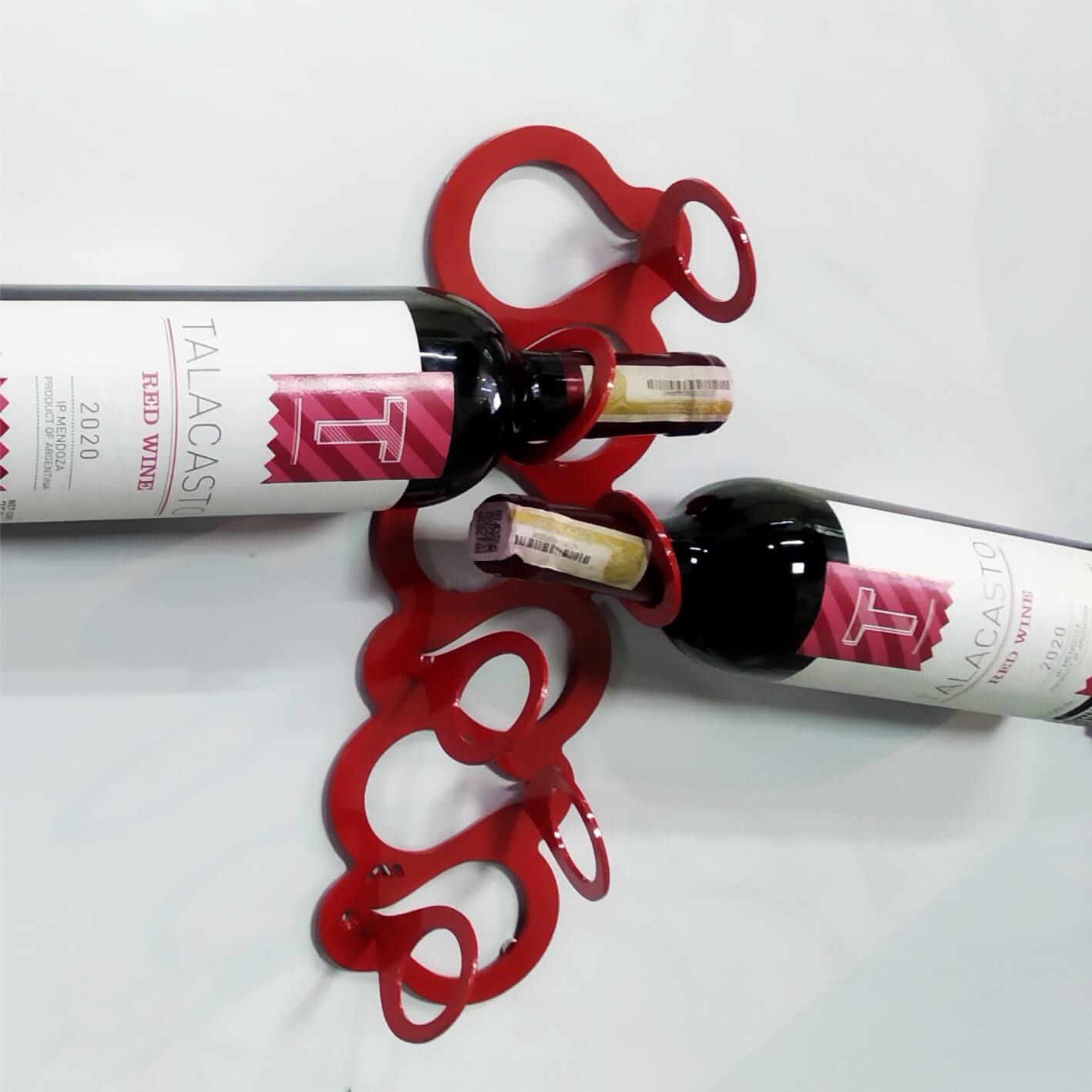 Portabotellas Vertical de Pared Rojo