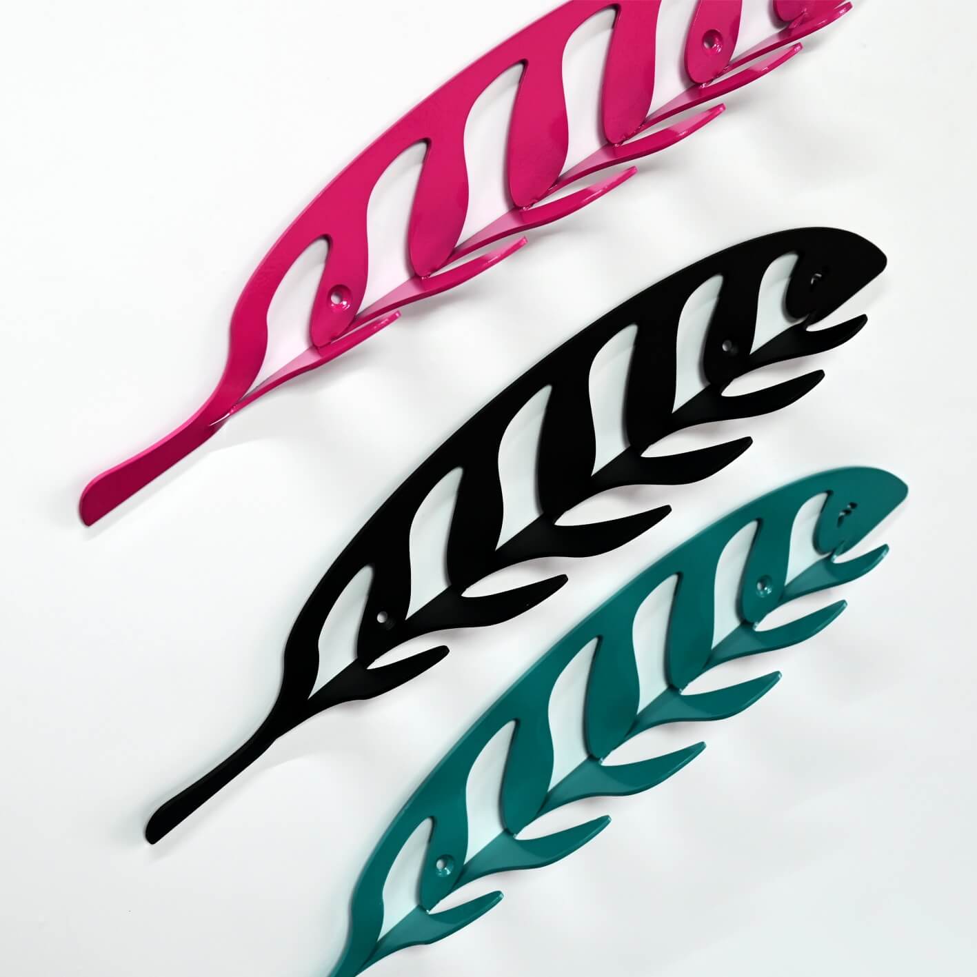 Portallaves Hoja Rosado, Negro y Turquesa