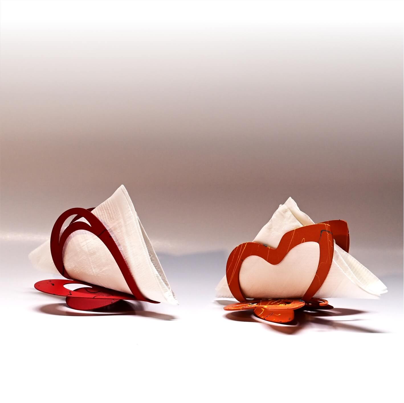 Servilleteros de Mariposa Rojo y Naranja con Salpicaduras