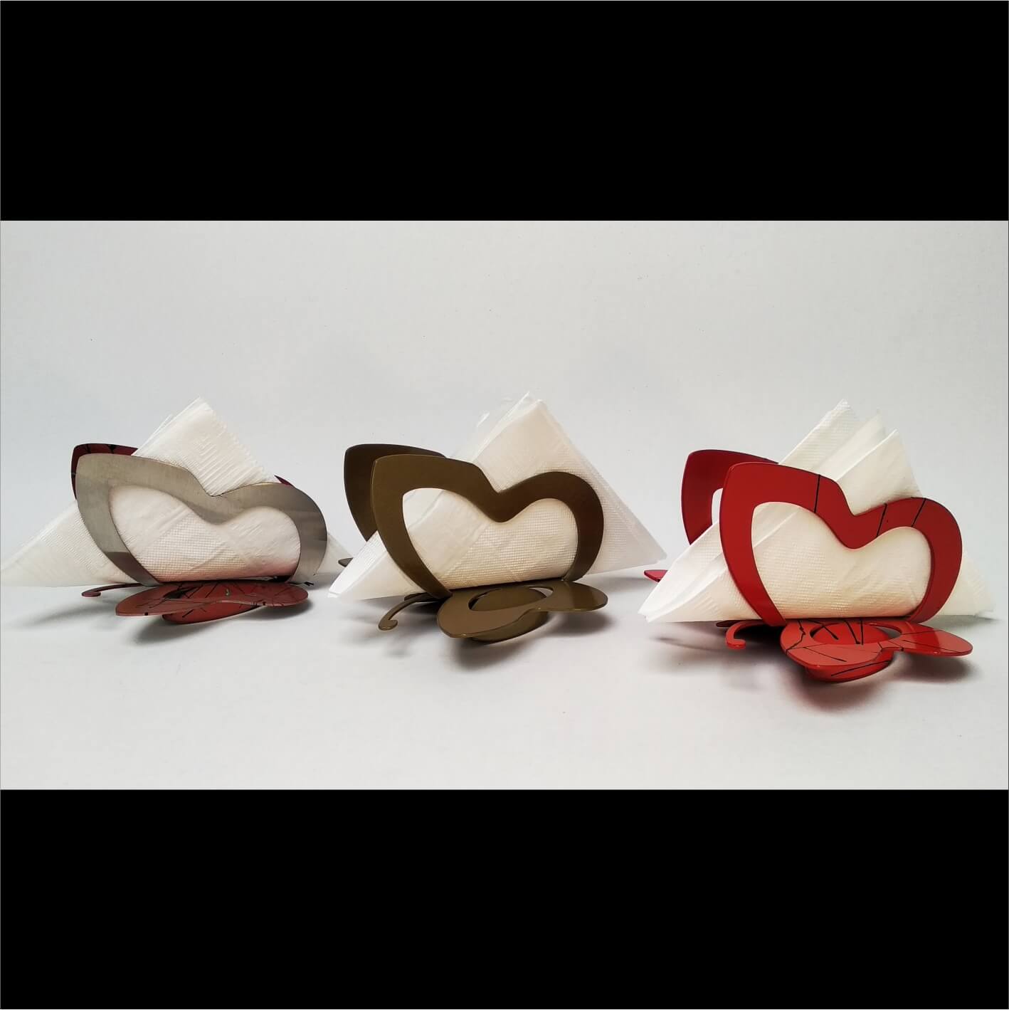 Servilleteros de Mariposa Cobre con Salpicaduras, Dorado y Rojo con Salpicaduras