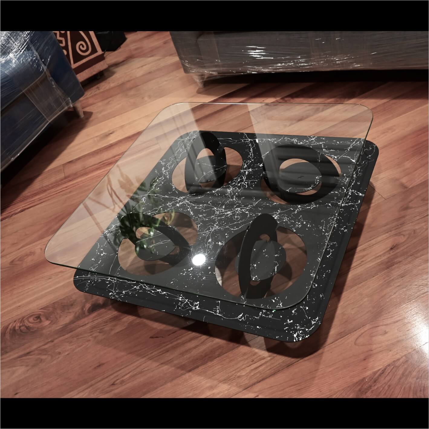 Circle Negra con Salpicaduras Blancas