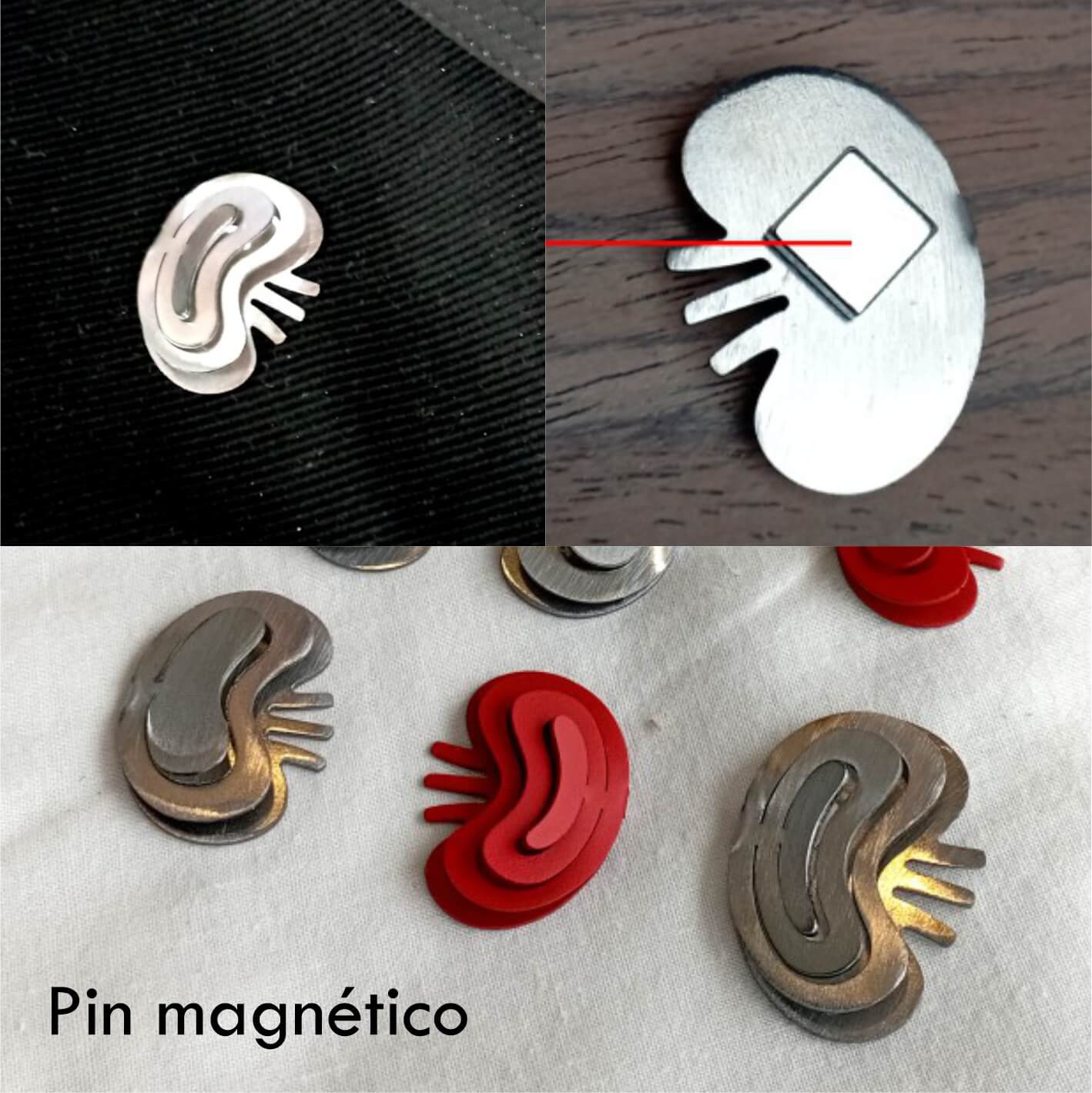 Pines Magnéticos Crudo y Rojo